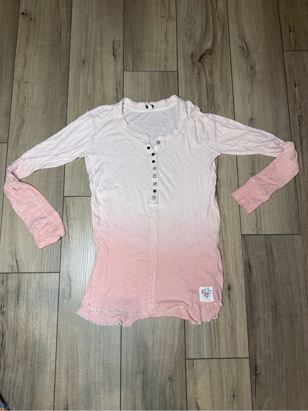 Vintage We The Free Free People Pink Ombré Henley Y2K Boho Top